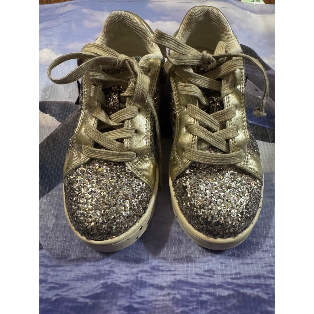 Henley Kids Gold Glitter Star‎ Heart Doodle Low Top Sneakers Size 13M 703994